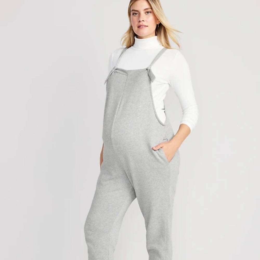 Gray Maternity knotted strap Overalls